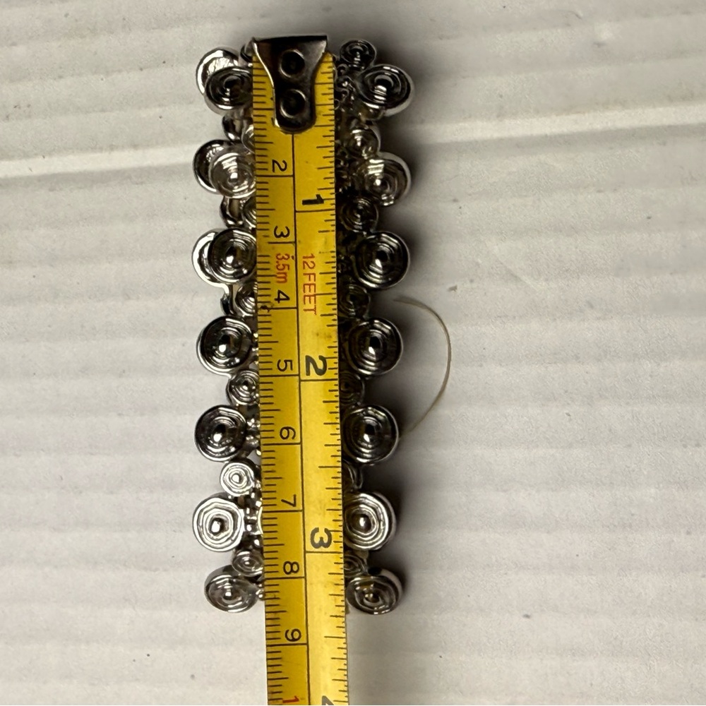 Vintage‎ Bracelet Stretchy Rhinestone Crystal Silver Tone Thick Party Sparkling - Picture 7 of 8